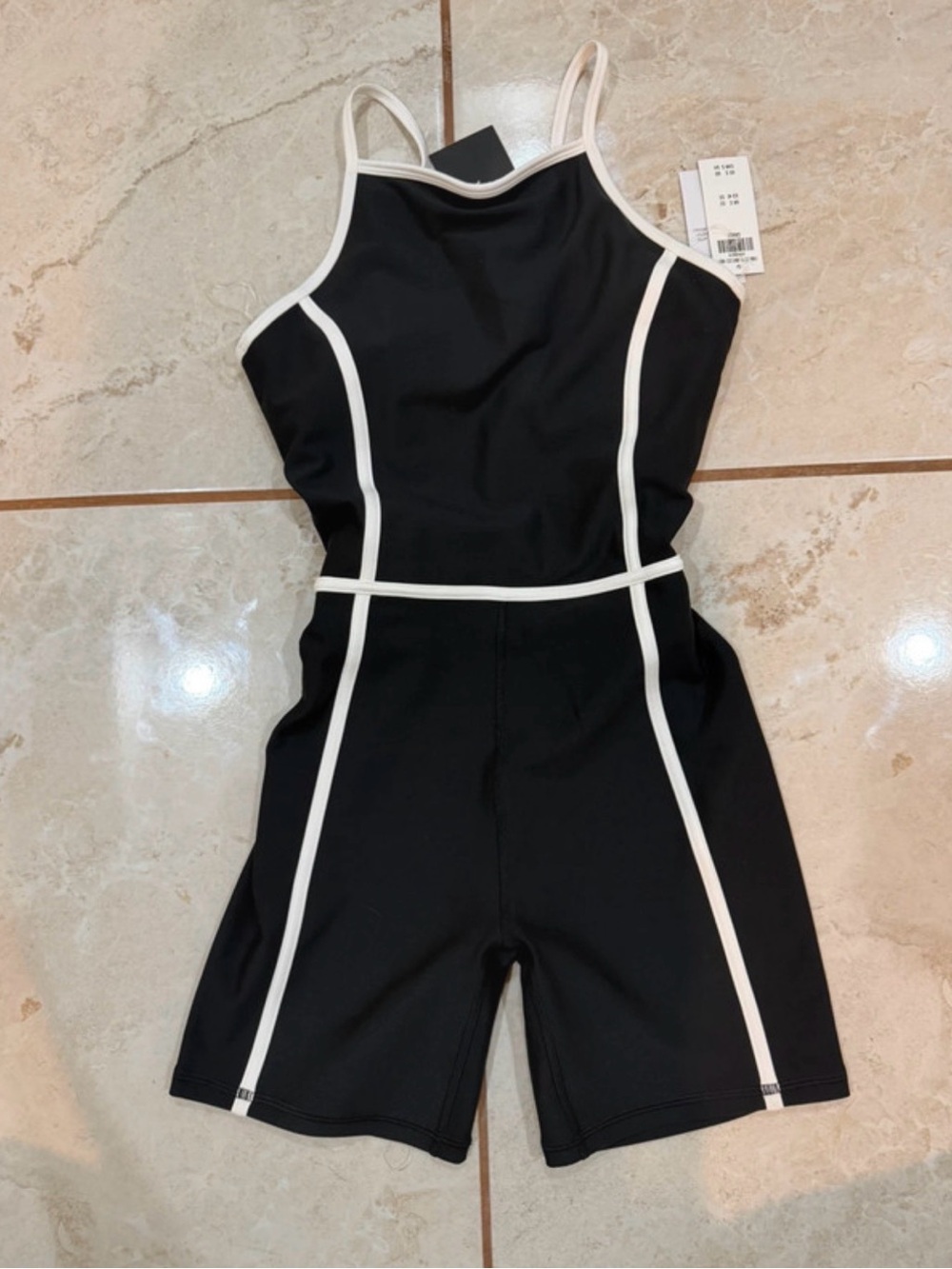Abercrombie & Fitch Black Jumpsuit with White Piping